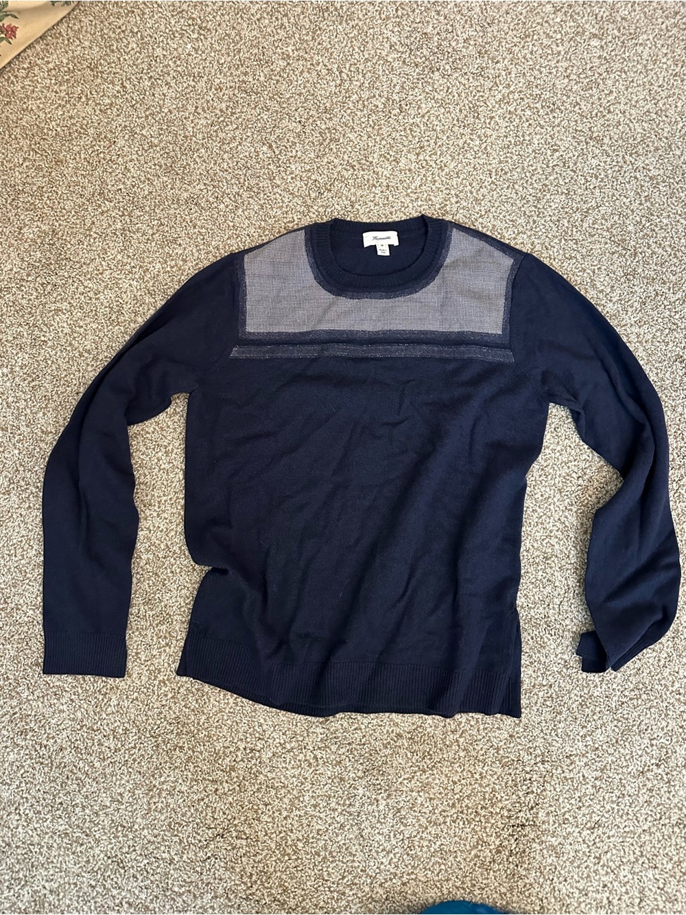 FACONNABLE WOOL SWEATER NAVY MEDIUM